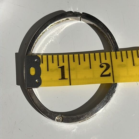 Roman Marked Clear Rhinestone Embellished Silver-tone Hinge Bracelet - Picture 10 of 11